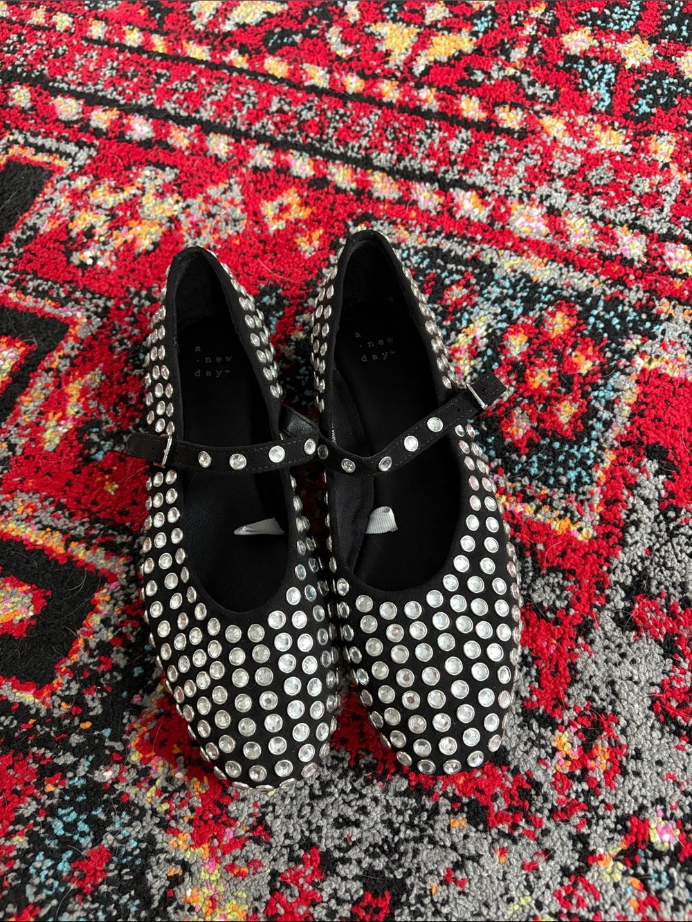 Black Beaded Flats